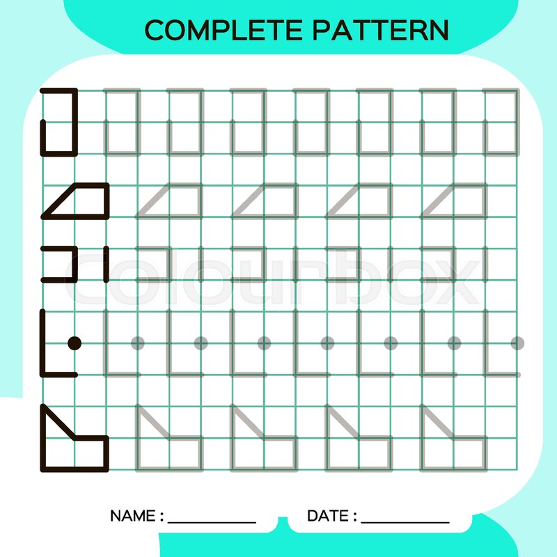 complete pattern tracing lines stock vector colourbox