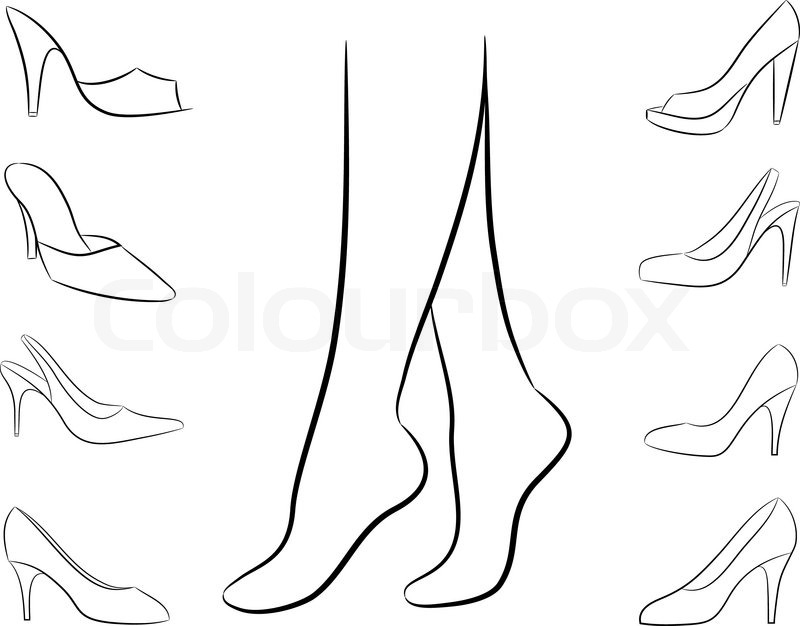 Vektor Silhouette der Füße und | Stock Vektor | Colourbox Füße über Ein African American Womans Feet In Modischen Open