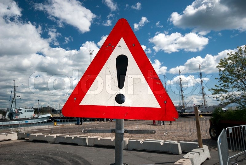 Exclamation mark sign on a traffic sign | Stock image | Colourbox