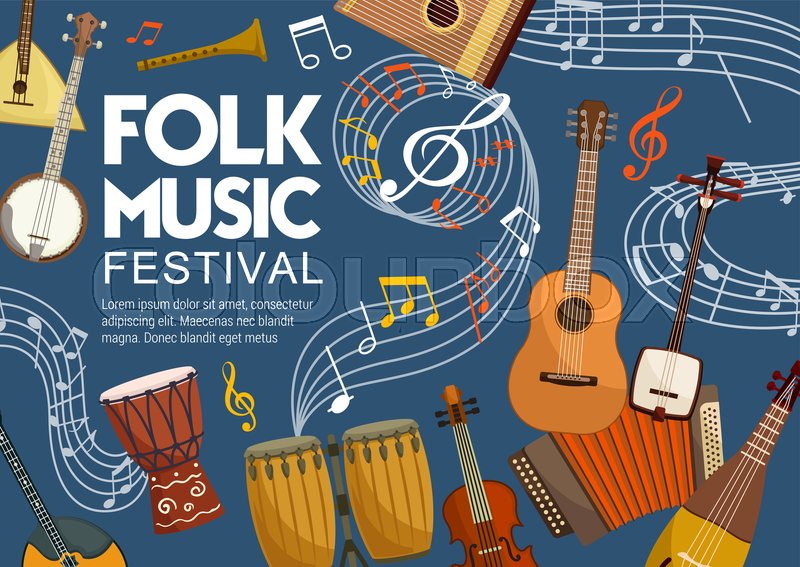 Folk music bands festival poster, Stock vector Colourbox