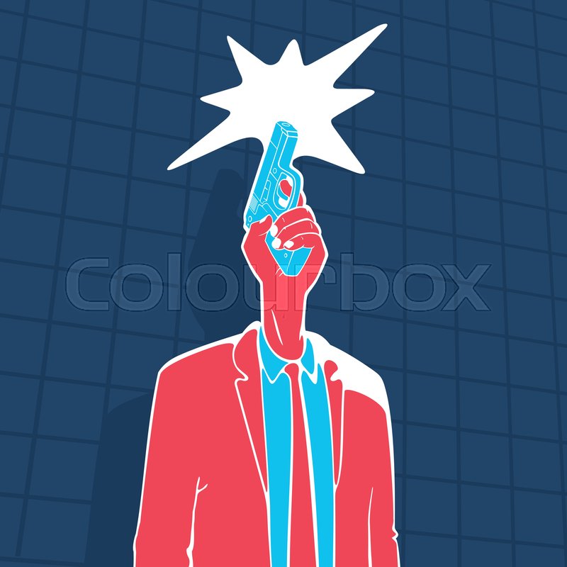Vector Illustration The Male Head Gun | Stock vector | Colourbox