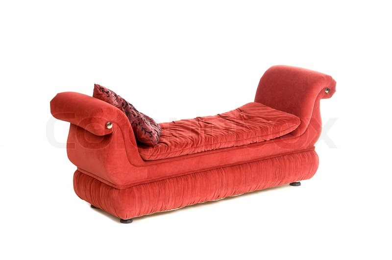 Rotes Sofa im Retro-Stil isoliert | Stock Bild | Colourbox