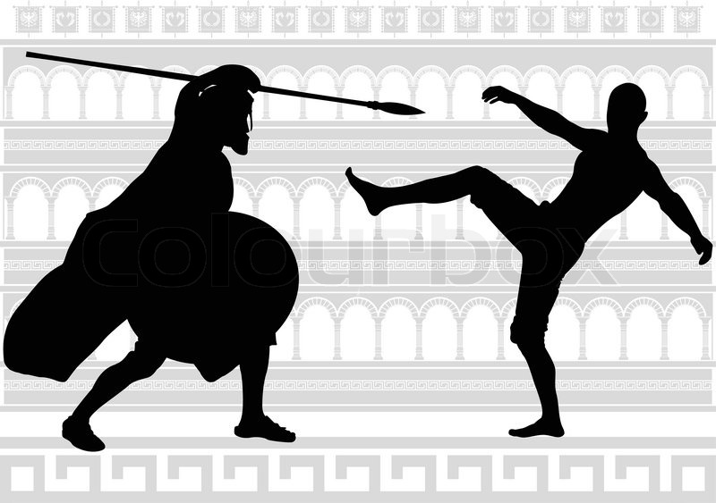 Silhouettes of gladiators. vector illustration | Stock Vector | Colourbox