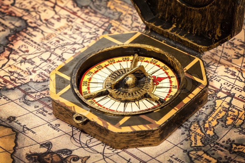Vintage pirate compass on ancient map  stock photo  colourbox Vintage pirate compass on ancient map  stock photo  colourbox
