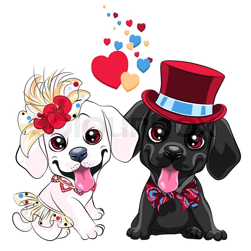 Lovers Cute Cartoon Labrador Retriever Stock Vector Colourbox