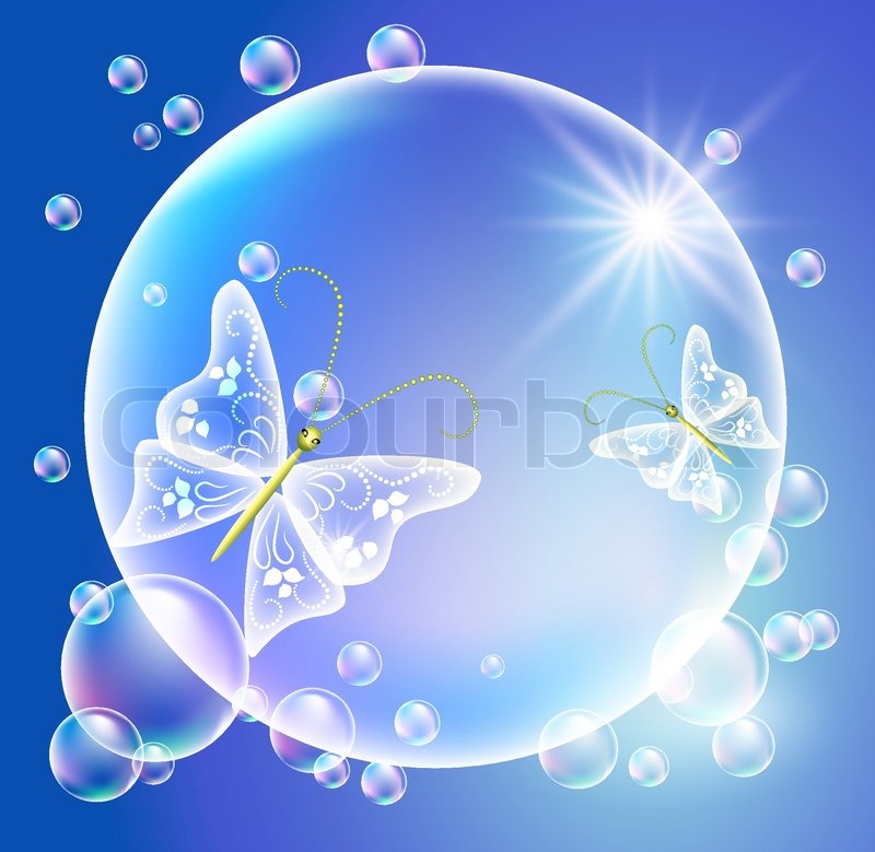 Bubbles with butterflies Stock Vector Colourbox