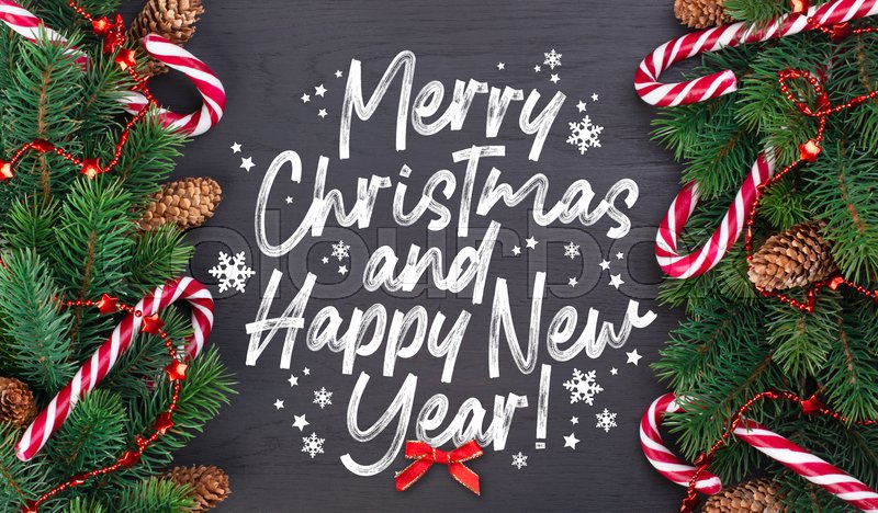 Christmas card with wishes words in | Stock image | Colourbox