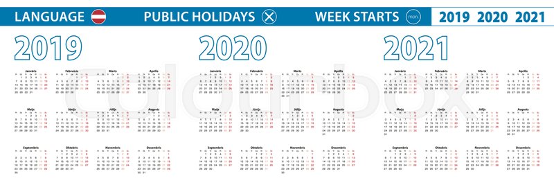 Simple calendar template in Latvian ... | Stock vector | Colourbox