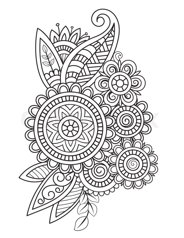 Adult coloring page with oriental ... | Stock vector | Colourbox