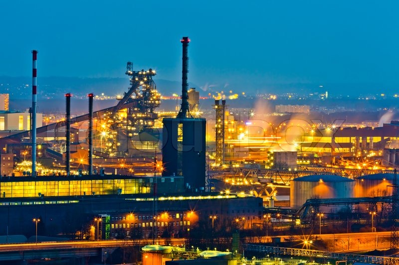 Industrial Area At Night Stock Image Colourbox