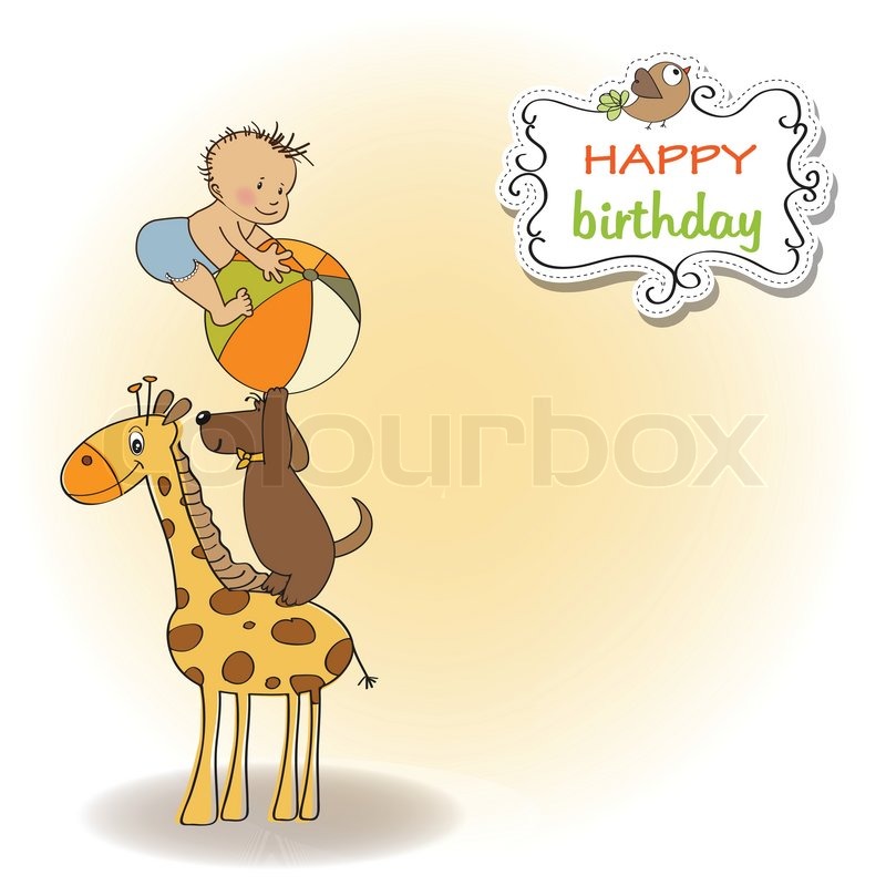 Funny cartoon birthday greeting card | Stock vector | Colourbox