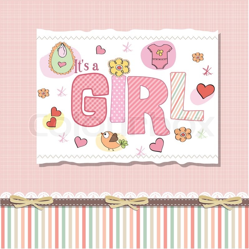 Baby girl shower card Stock vector Colourbox