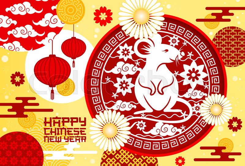 Chinese New Year Rat And Spring Stock Vector Colourbox