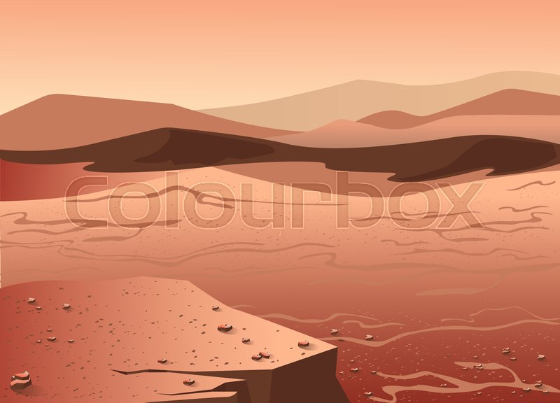 Mars Surface Panorama Or Landscape Stock Vector Colourbox