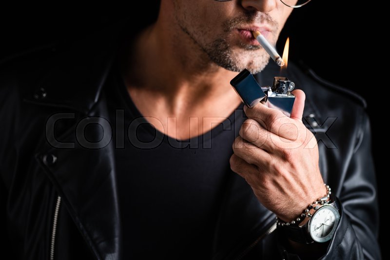 Man Lighting Cigarette
