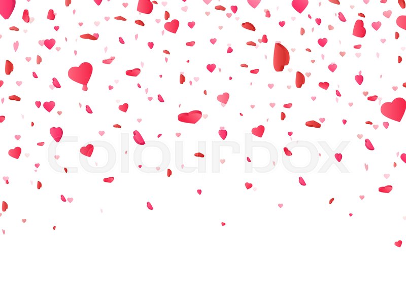 Heart confetti falling on white | Stock vector | Colourbox