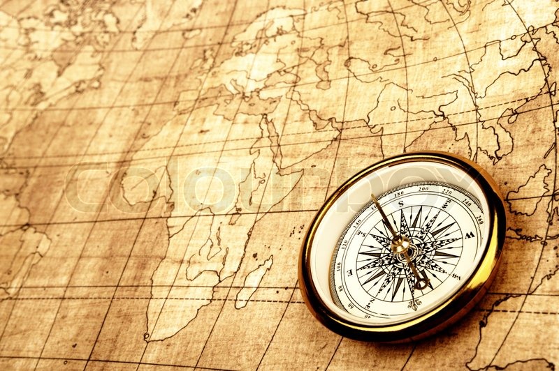 compass on old map stock photo colourbox