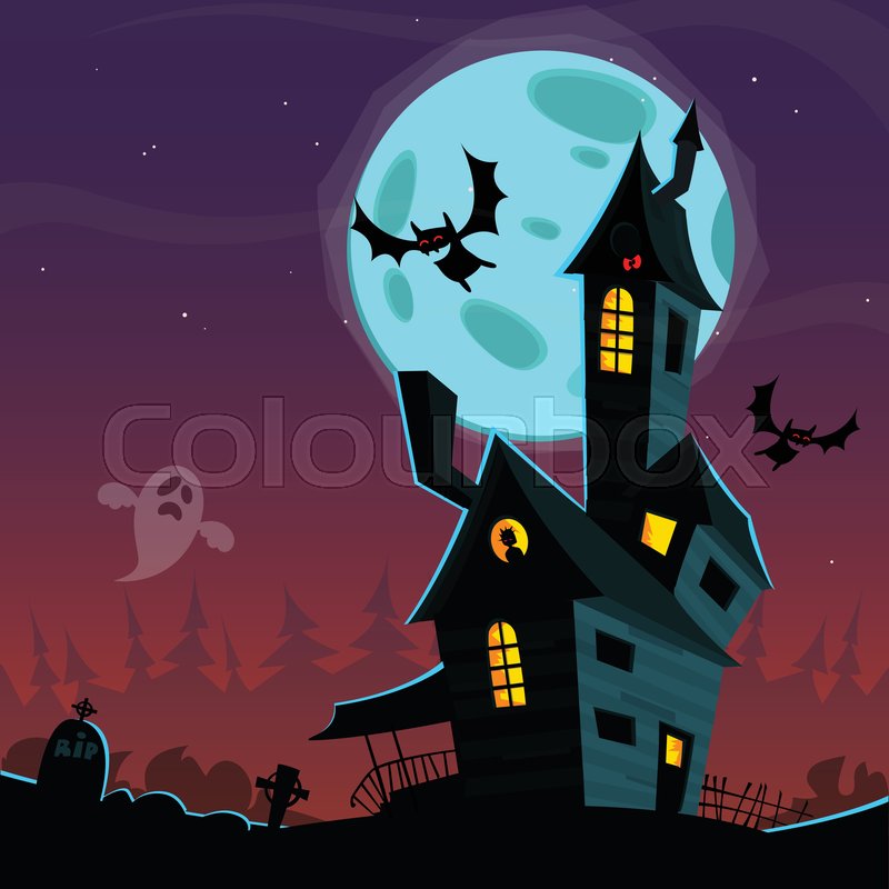 Cartoon scary haunted house. Halloween ... | Stock vector ...