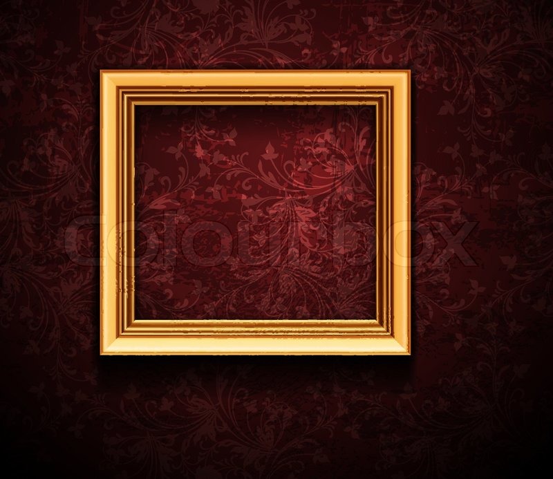 picture frame on grunge wall vector vintage design stock vector