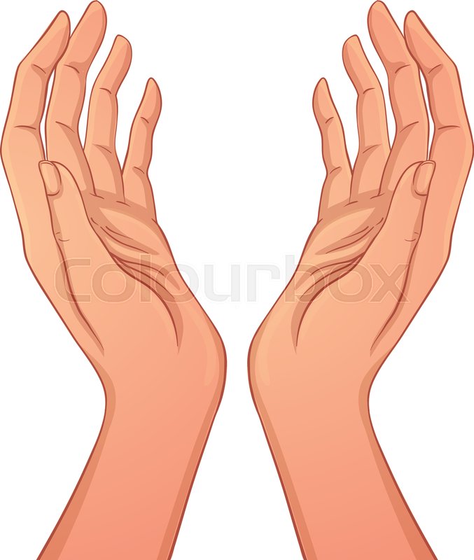 Open hands. Hand drawn illustration. Stock vector Colourbox