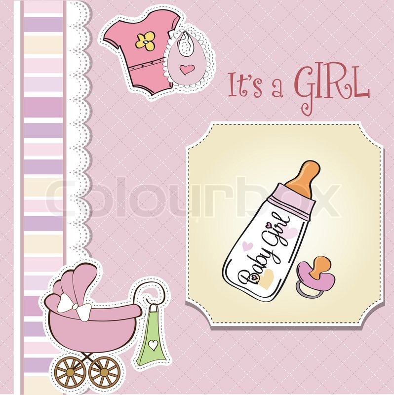 new baby girl announcement card with stock vector colourbox announcement of new baby girl