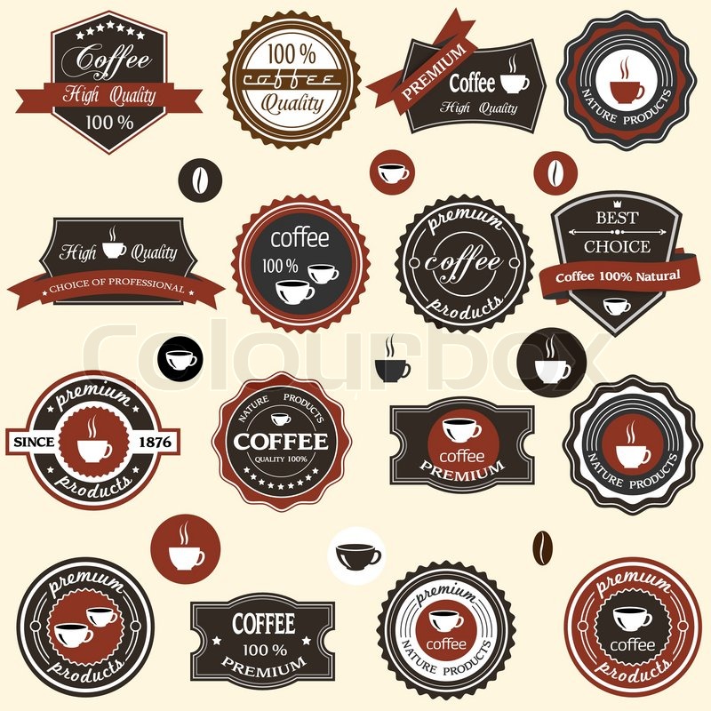 Coffee labels and elements in retro style Stock Vector Colourbox