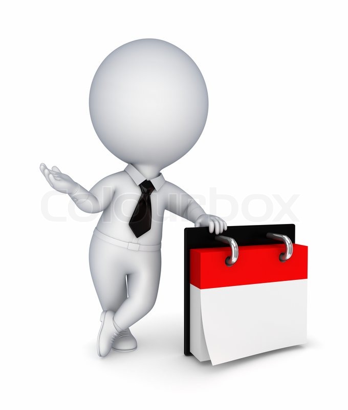 3d small person and empty calendar Stock image Colourbox