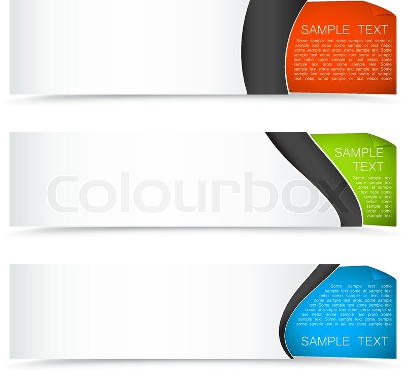 collection of colourful horizontal banners with curled corner