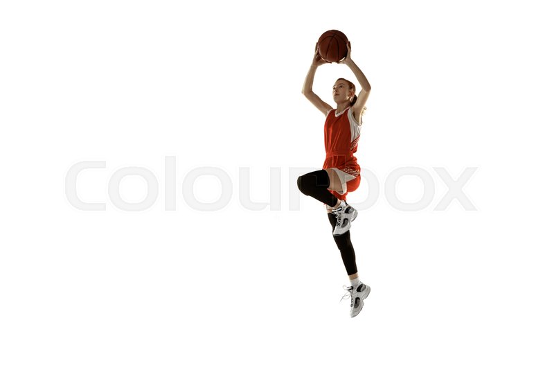 Young caucasian female basketball ... | Stock image | Colourbox