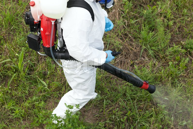 Man spraying insects outdoors. Pest ... | Stock image | Colourbox
