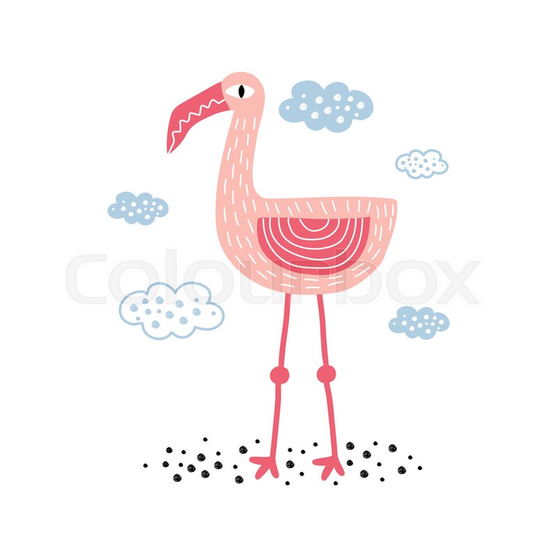 Pink Flamingo vector isolate on white | Stock vector | Colourbox