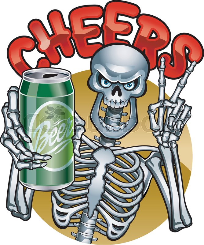 Human Skeleton Holding Beer Can Stock Vector Colourbox