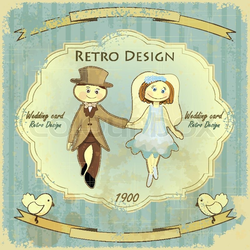 Vintage Retro Design Wedding Card Stock Vector Colourbox