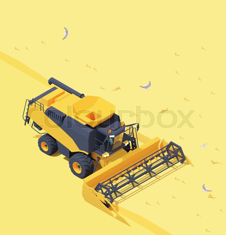 Vector isometric combine harvester Stock vector Colourbox