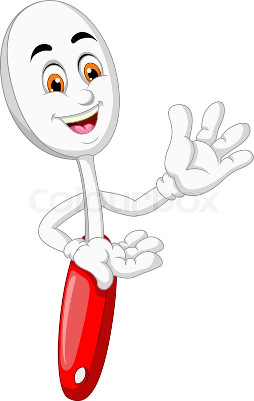 Funny White Red Spoon Cartoon for your Stock vector Colourbox