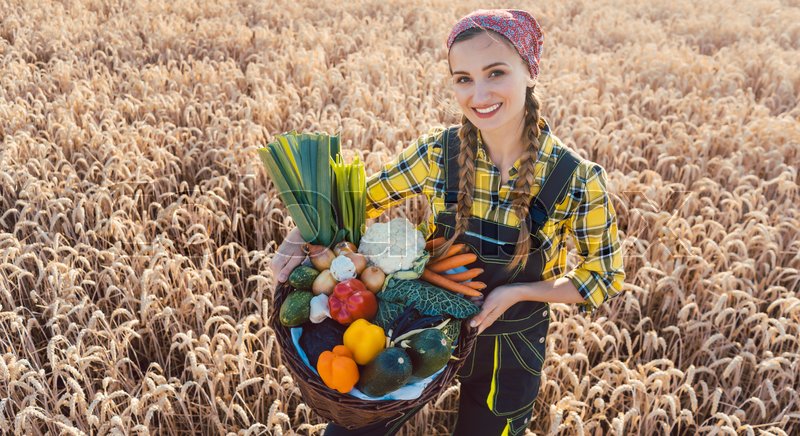 Farmer woman offering healthy ... | Stock image | Colourbox