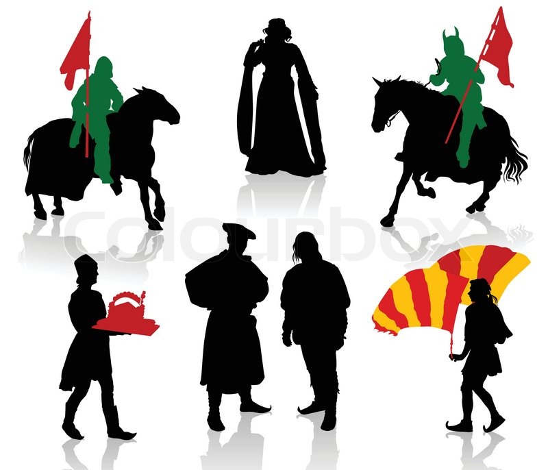 Silhouettes Of People In Medieval Stock Vector Colourbox