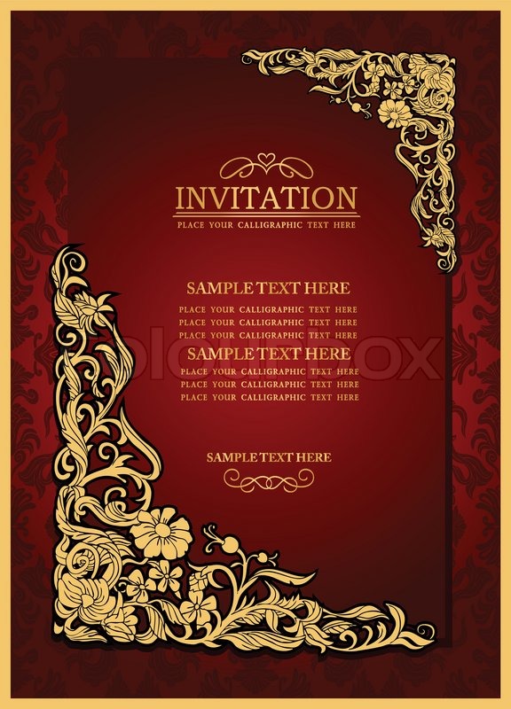 Abstract background with antique, luxury red vintage frame ...