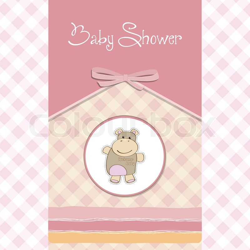 new baby girl announcement card with hippo stock vector colourbox announcement of new baby girl
