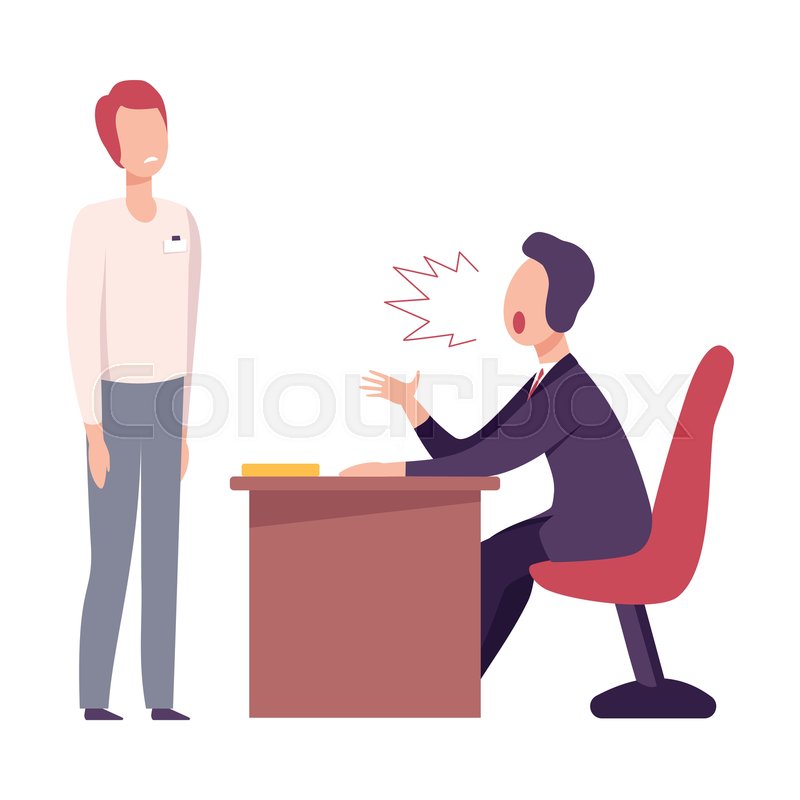 Rude Boss Threatening and Yelling to Stock vector Colourbox
