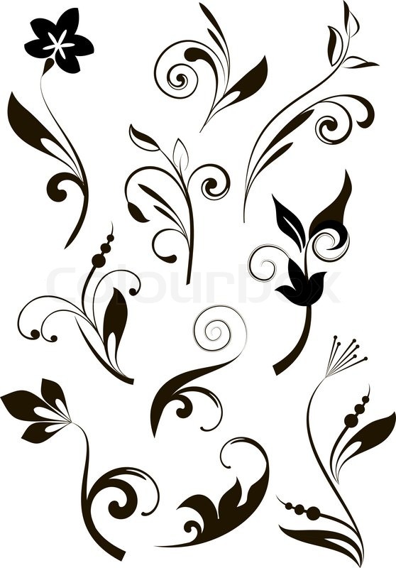 set of decorative branches for stock vector colourbox branch design