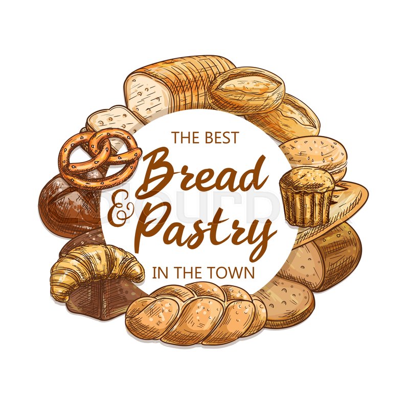 Bread and pastry, vector food of Stock vector Colourbox