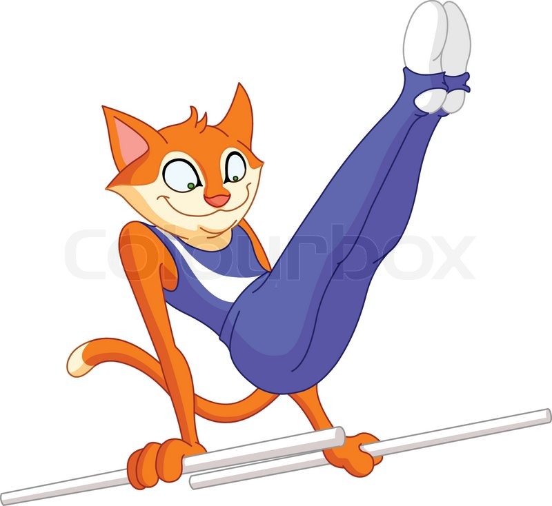 Male gymnast cat on parallel bars | Stock Vector | Colourbox