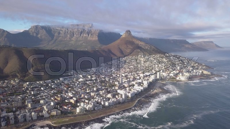 Aerial view over Sea Point, Cape Town, | Stock video | Colourbox