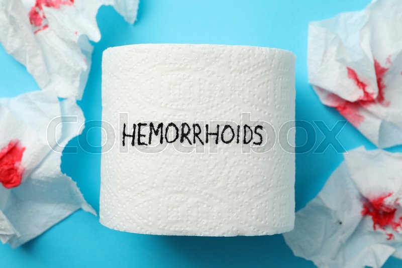 Toilet paper with Hemorrhoids and paper Stock image Colourbox