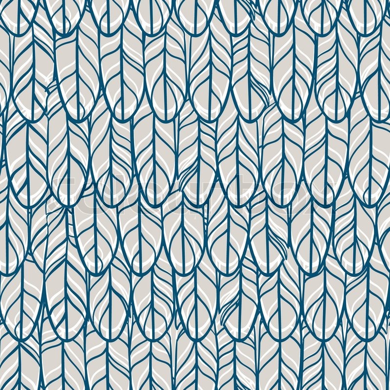 Download Vintage seamless pattern with hand-drawn feathers Vector ...