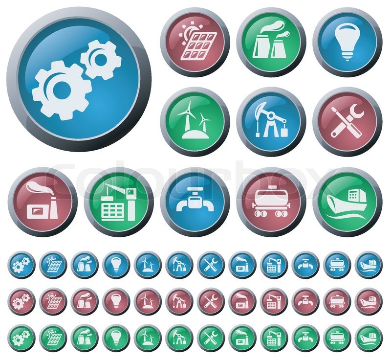 Industrial button set Stock vector Colourbox