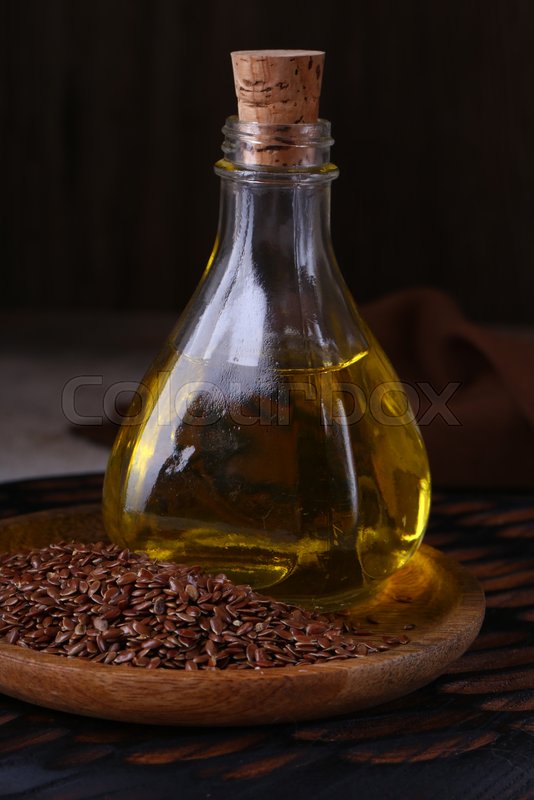 Natural linseed oil for healthy food Stock image Colourbox