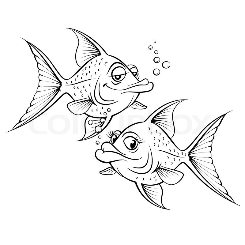 two fish kissing cartoon