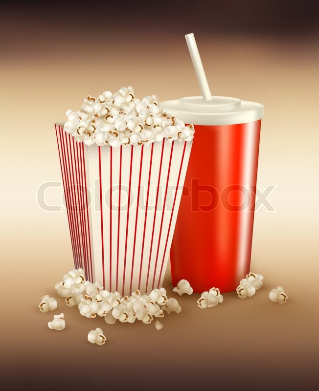 Popcorn and a drink Stock Vector Colourbox